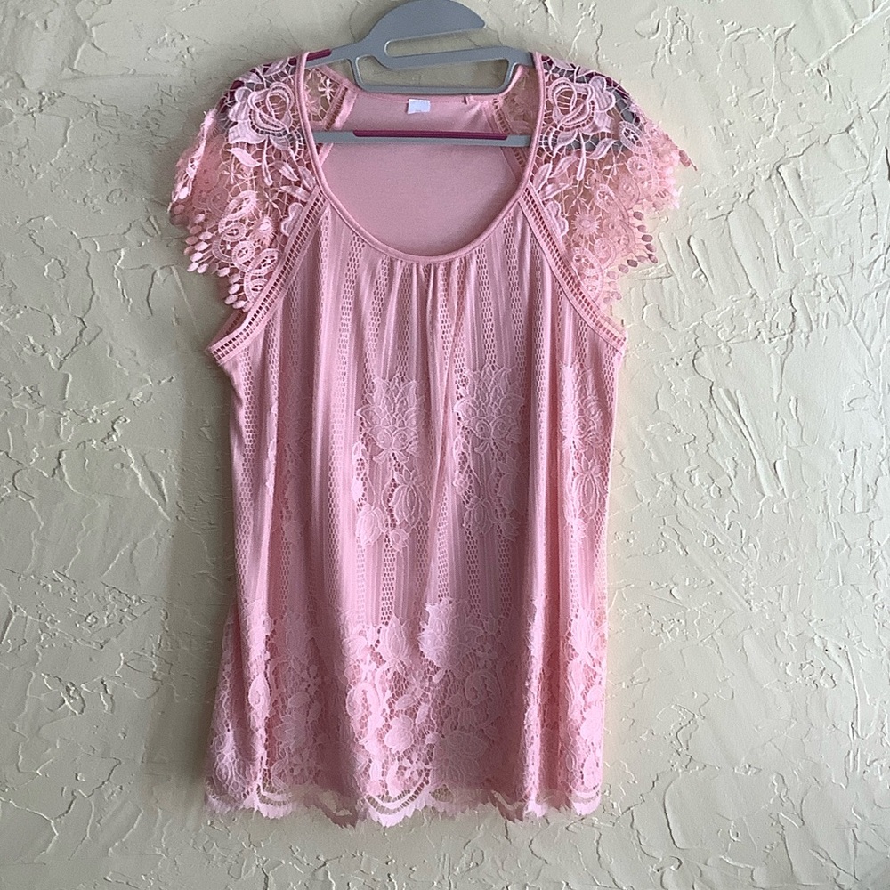 Elegant Pink Lace Blouse